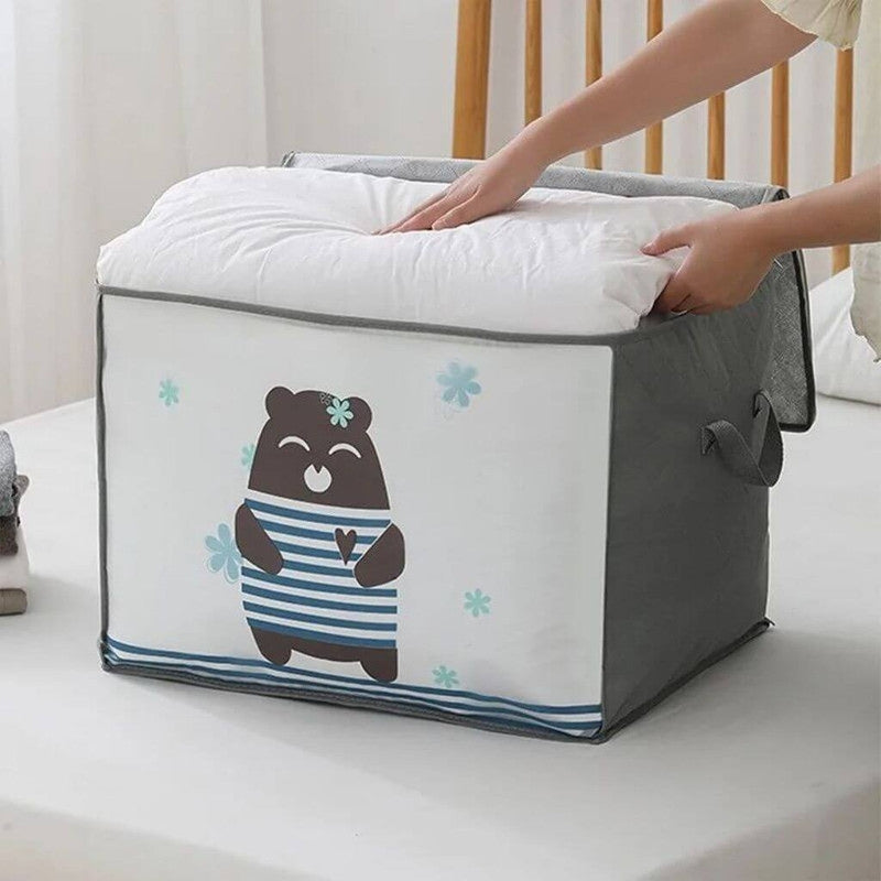 Pack 2 Sac de rangement Pliable pour vêtements à motifs de dessins animés Grande capacité - طقم2 قطع حقيبة تخزين ذات سعة كبيرة لللحاف والملابس تنزوت