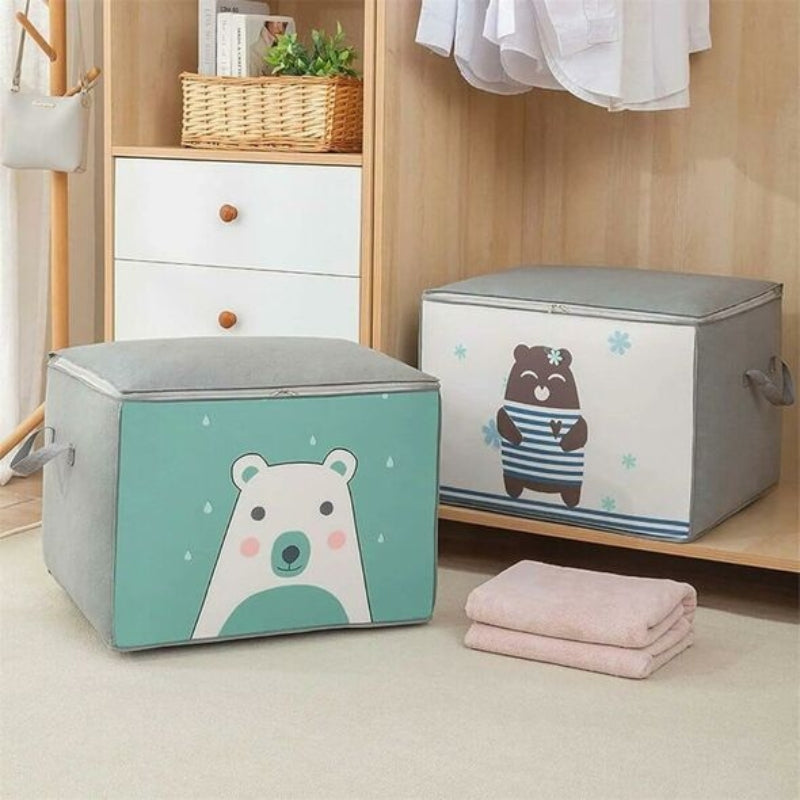 Pack 2 Sac de rangement Pliable pour vêtements à motifs de dessins animés Grande capacité - طقم2 قطع حقيبة تخزين ذات سعة كبيرة لللحاف والملابس تنزوت