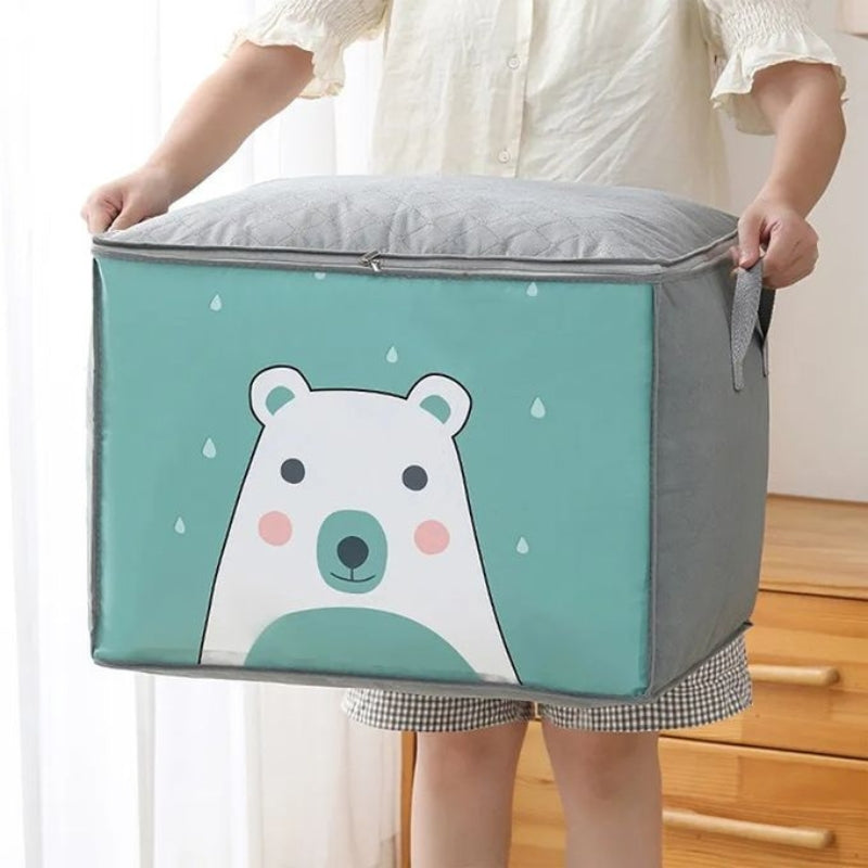 Pack 2 Sac de rangement Pliable pour vêtements à motifs de dessins animés Grande capacité - طقم2 قطع حقيبة تخزين ذات سعة كبيرة لللحاف والملابس تنزوت