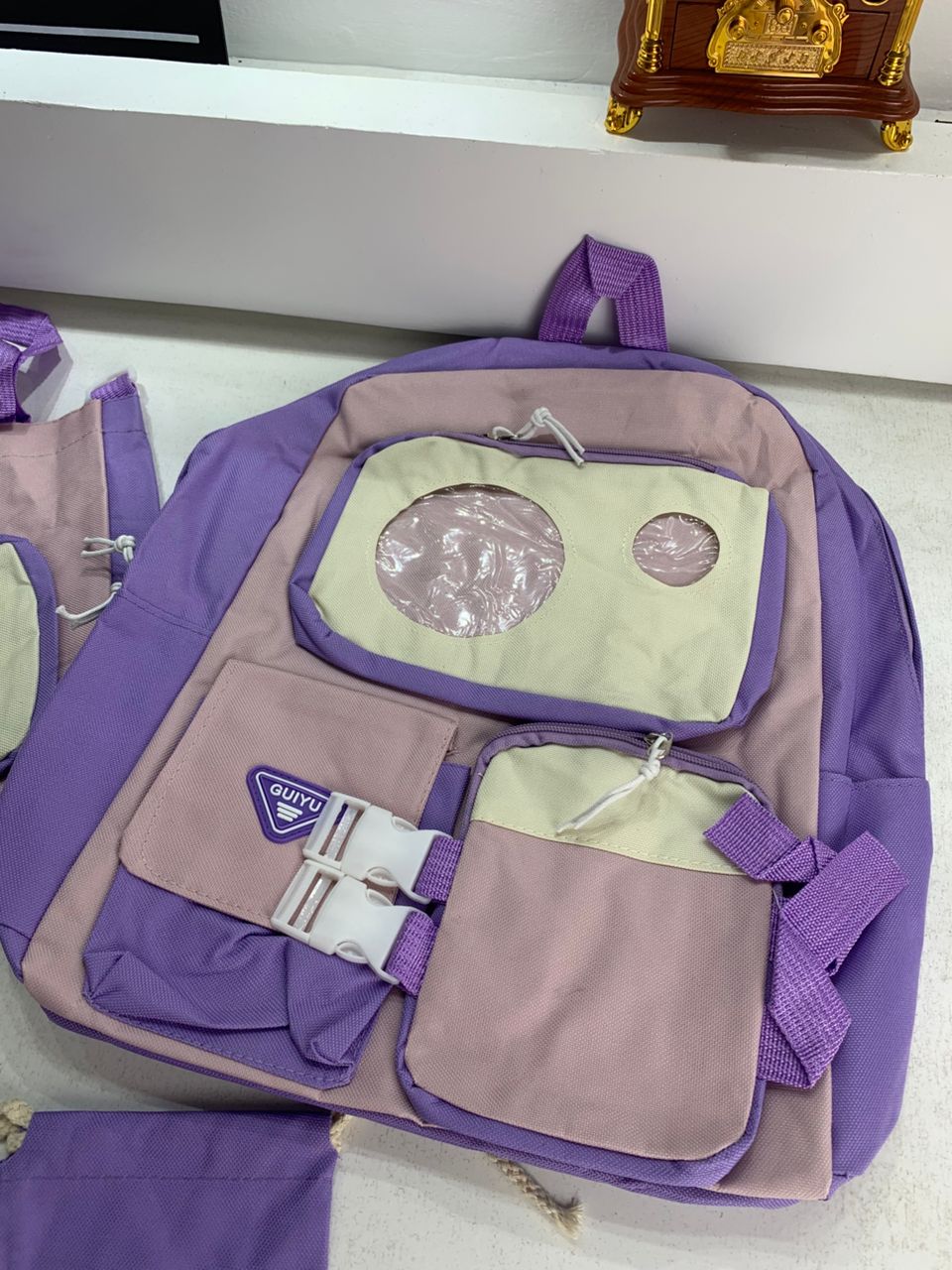 Ensemble de sacs d’école Kawai pour adolescents 5Pcs Guiyu V2 Mauve – محفظة 5 قطع كاواي بنفسجي تنزوت