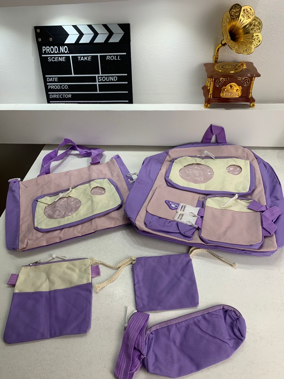 Ensemble de sacs d’école Kawai pour adolescents 5Pcs Guiyu V2 Mauve – محفظة 5 قطع كاواي بنفسجي تنزوت