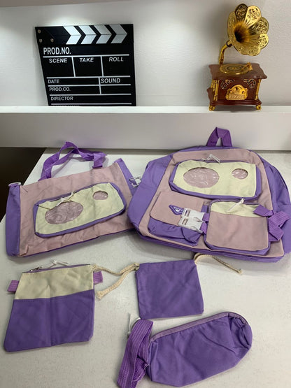 Ensemble de sacs d’école Kawai pour adolescents 5Pcs Guiyu V2 Mauve – محفظة 5 قطع كاواي بنفسجي تنزوت