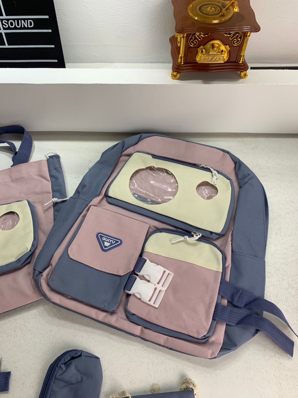 Ensemble de sacs d’école Kawai pour adolescents 5Pcs Guiyu V2 Bleu – محفظة 5 قطع كاواي أزرق تنزوت