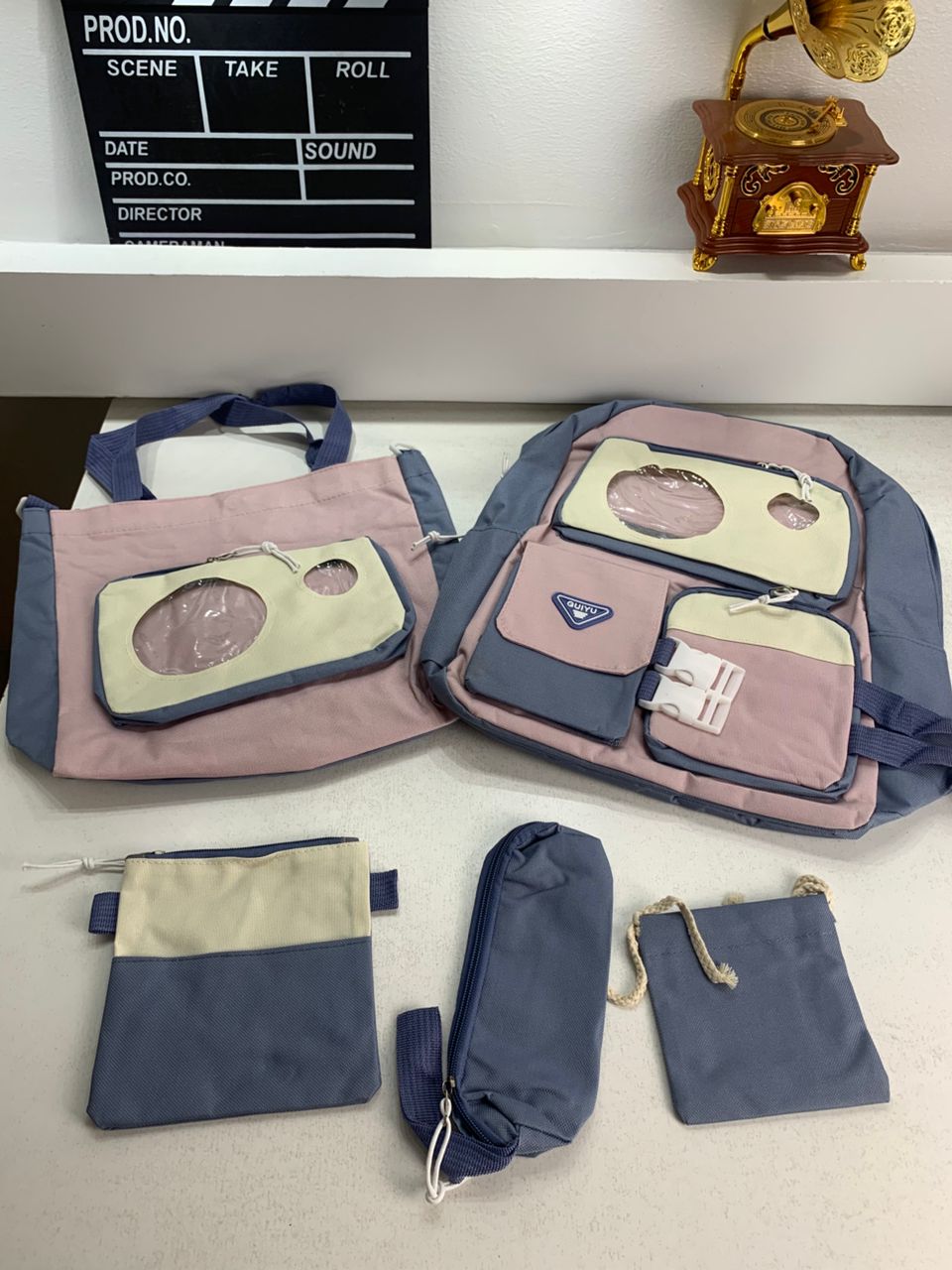 Ensemble de sacs d’école Kawai pour adolescents 5Pcs Guiyu V2 Bleu – محفظة 5 قطع كاواي أزرق تنزوت