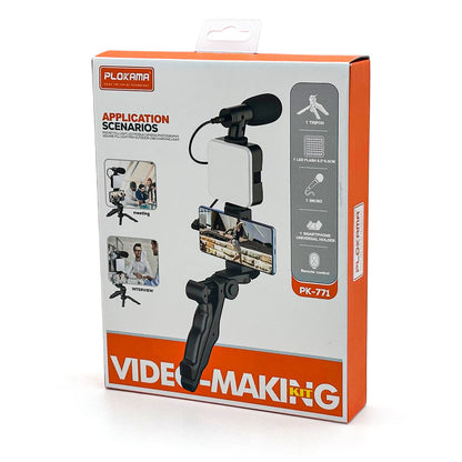 Kit d’enregistrement vidéo pour smartphone et appareil photo avec microphone à LED intégré – طقم تصورير إحترافي مع ميكروفون وإضاءة مدمجة تنزوت