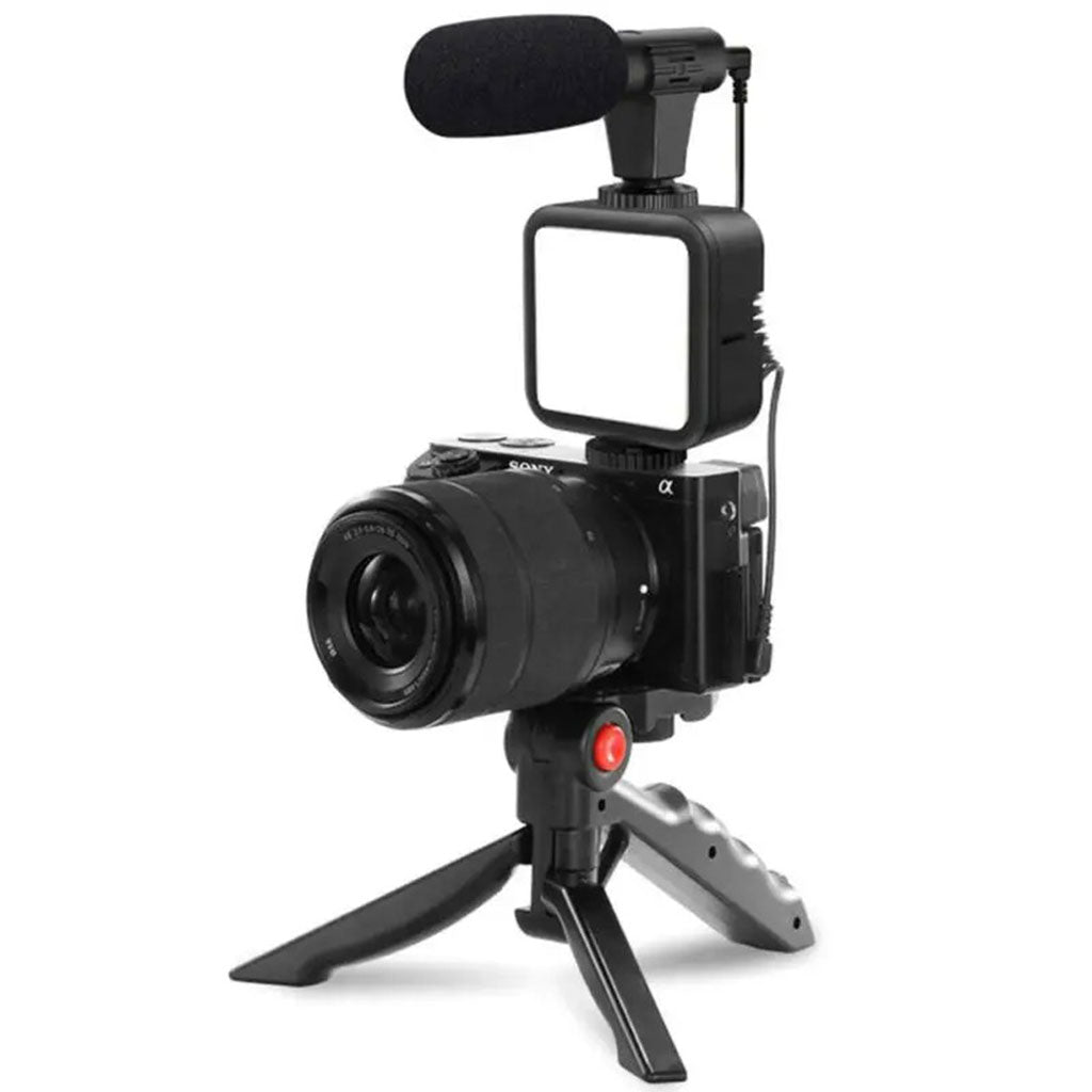 Kit d’enregistrement vidéo pour smartphone et appareil photo avec microphone à LED intégré – طقم تصورير إحترافي مع ميكروفون وإضاءة مدمجة تنزوت