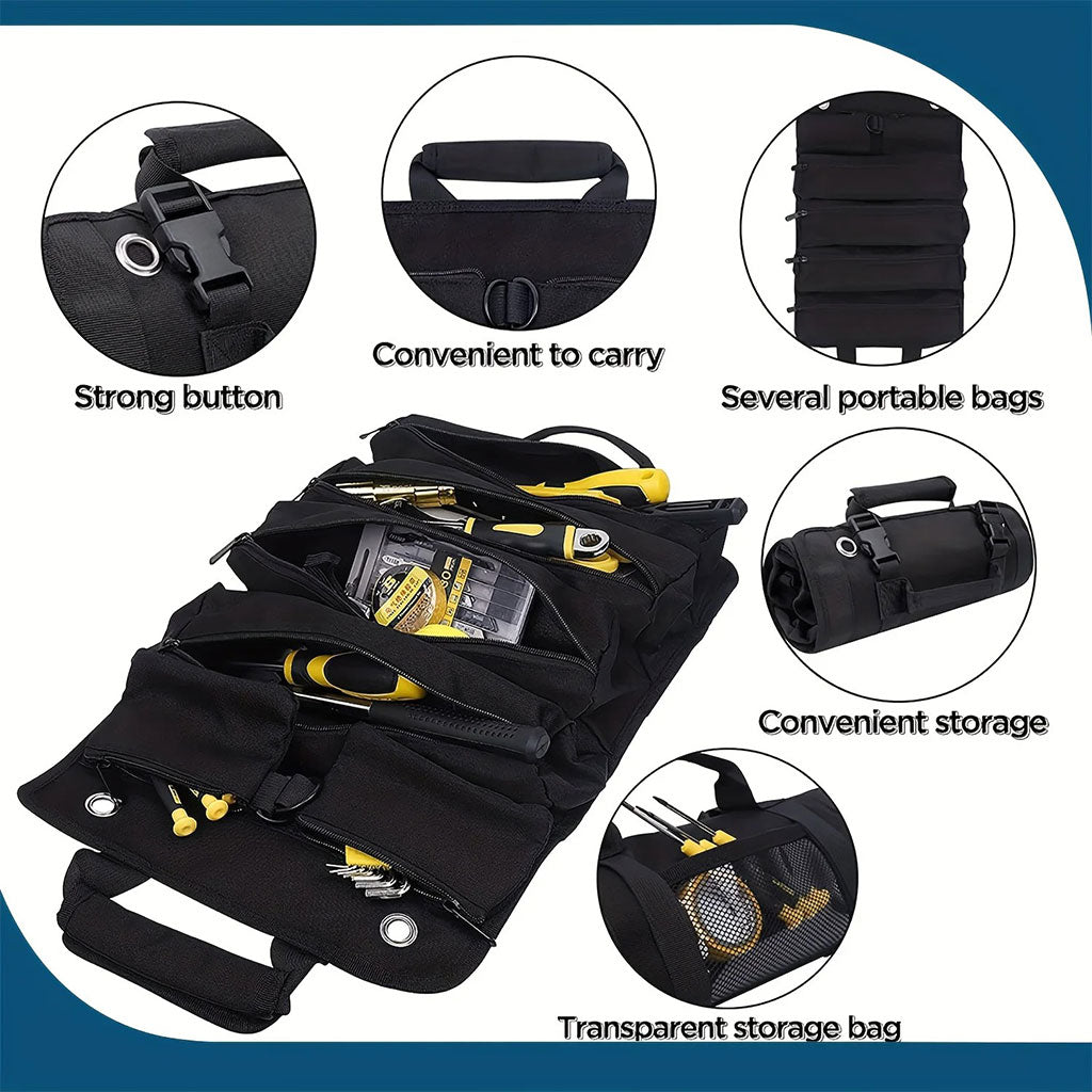 Sac à outils avec 5 poches de Grand Capacité pour Bricolage - حقيبة الأدوات المهنية تنزوت