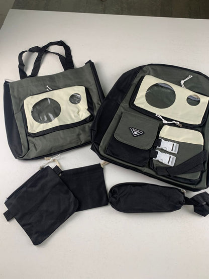 Ensemble de sacs d’école Kawai pour adolescents 5Pcs Guiyu V2 Noir et Gris– محفظة 5 قطع كاواي أسود ورمادي تنزوت
