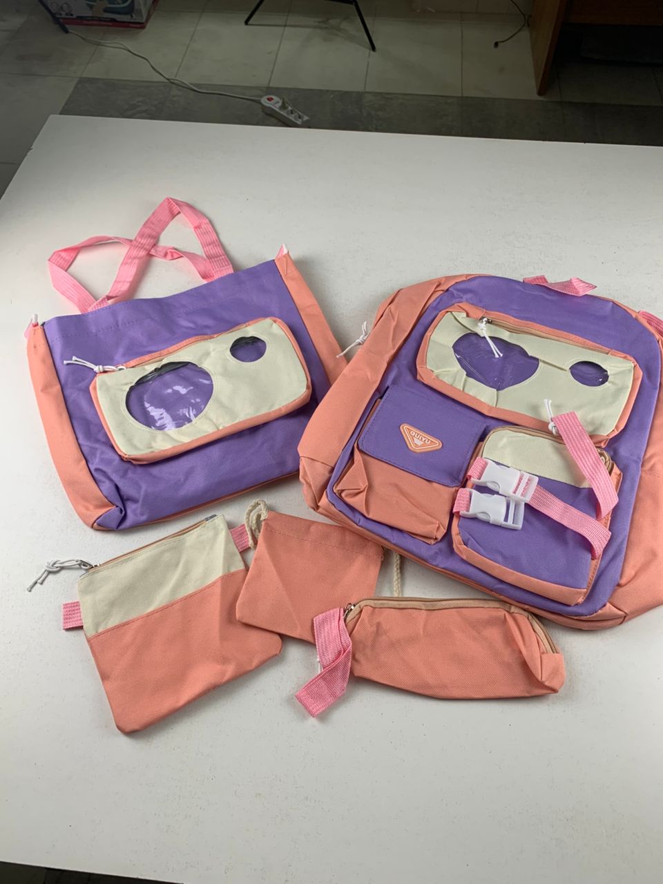Ensemble de sacs d’école Kawai pour adolescents 5Pcs Guiyu V2 Rose – محفظة 5 قطع كاواي وردي تنزوت
