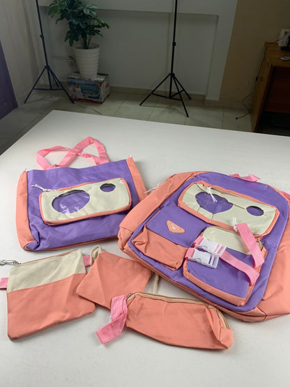 Ensemble de sacs d’école Kawai pour adolescents 5Pcs Guiyu V2 Rose – محفظة 5 قطع كاواي وردي تنزوت