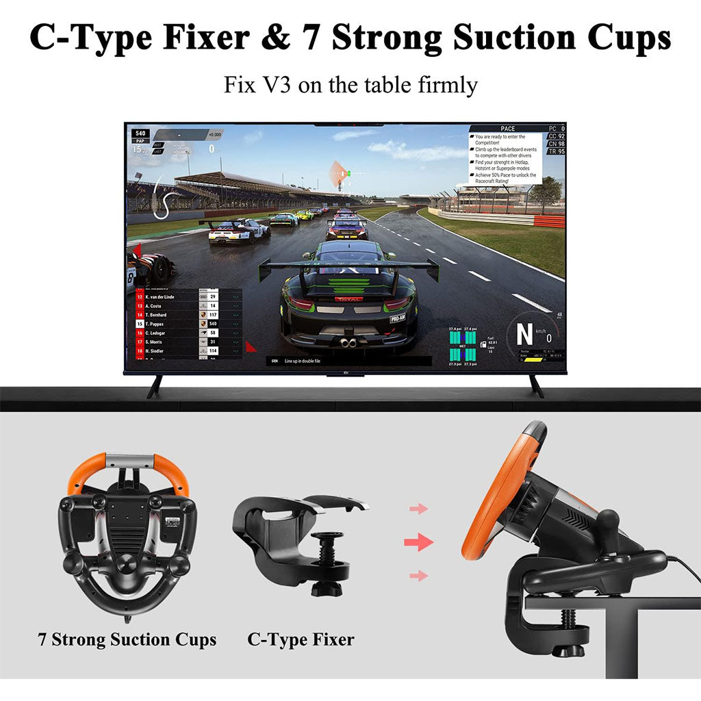 PXN V3 Pro Volant de Course à 180° avec Pédales et Retour de Vibration تنزوت
