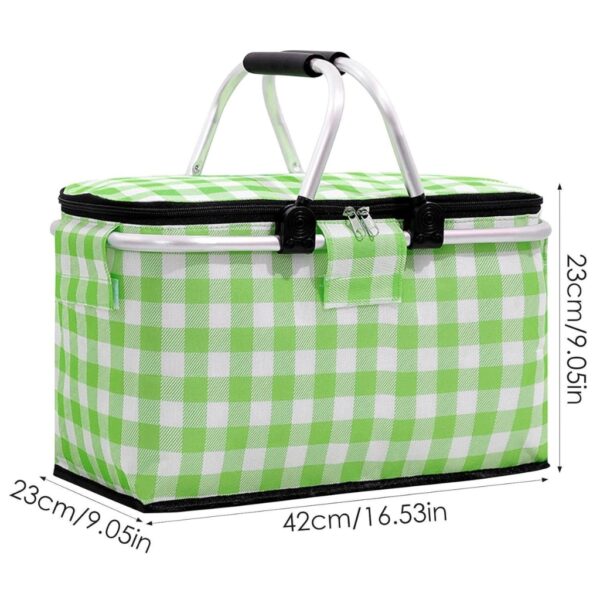 Panier de pique-nique a isolation thermique pliable portable avec couvercle et poignée en aluminium تنزوت