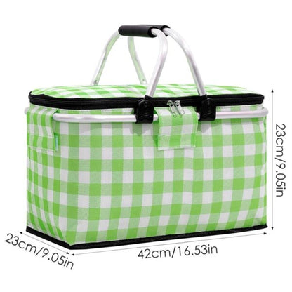 Panier de pique-nique a isolation thermique pliable portable avec couvercle et poignée en aluminium تنزوت