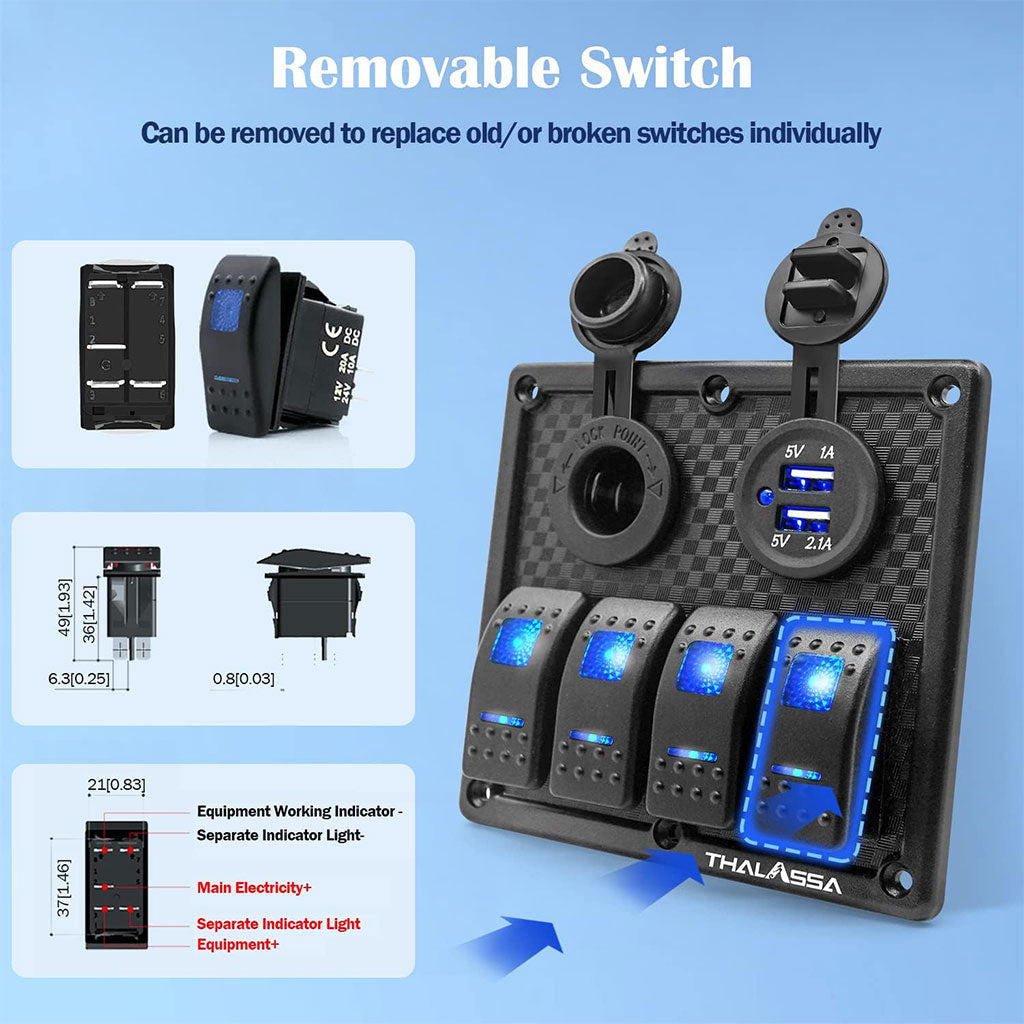 Panneau de commande 12-24V à 4 Interrupteur – لوحة تحكم تنزوت
