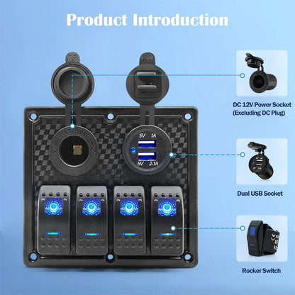 Panneau de commande 12-24V à 4 Interrupteur – لوحة تحكم تنزوت