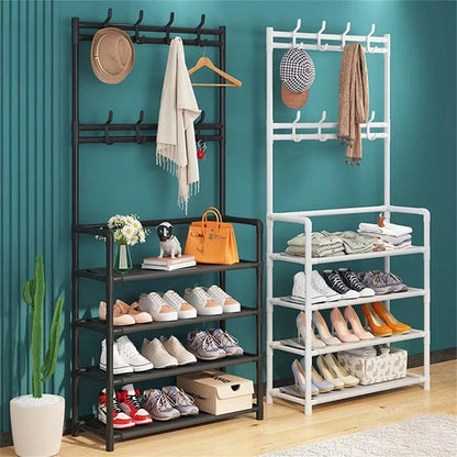 Étagère De Chaussures et Porte-manteau 4 Étages crochets – رف أحذية ومعاطف مع خطافات من 4 طبقات تنزوت