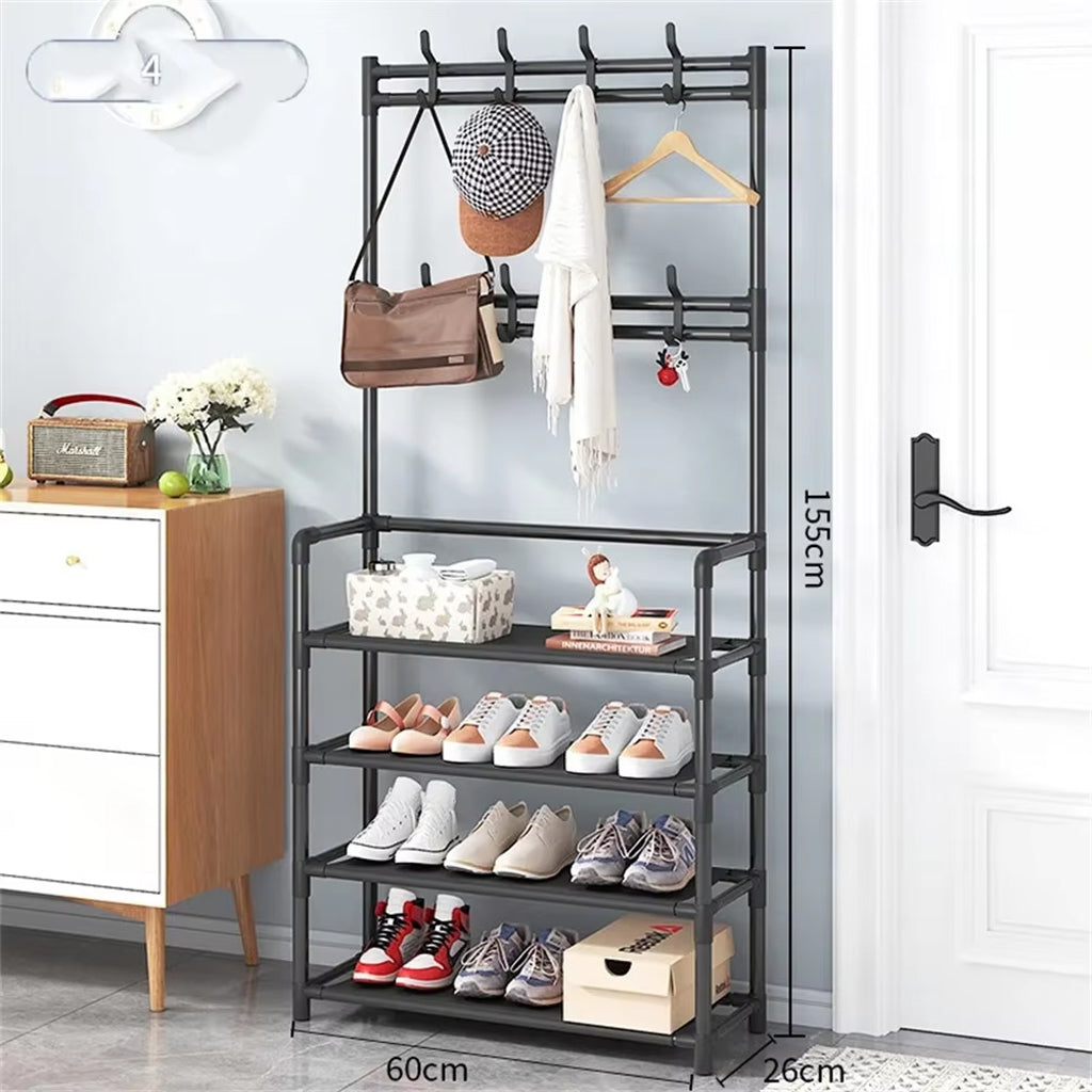 Étagère De Chaussures et Porte-manteau 4 Étages crochets – رف أحذية ومعاطف مع خطافات من 4 طبقات تنزوت