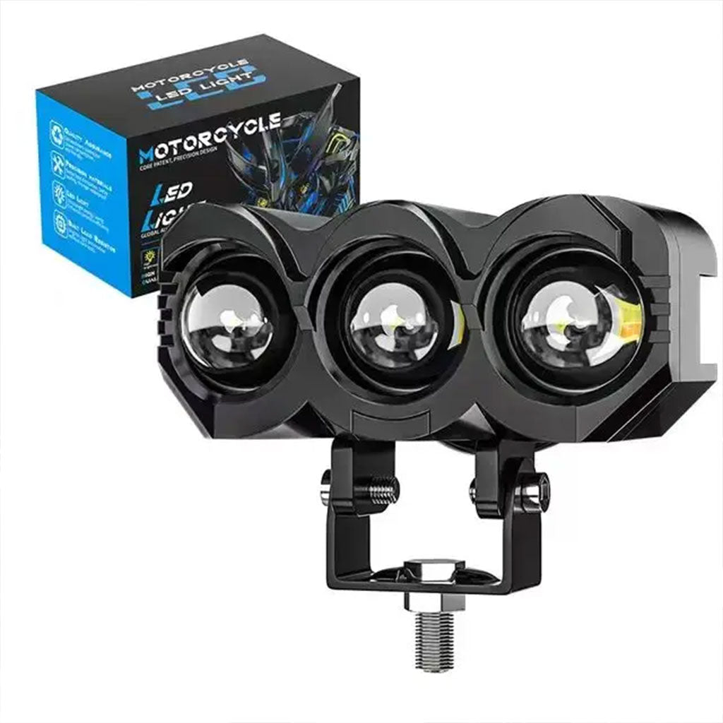 Projecteur Universel LED à 3 lentilles Pour Vélo et Moto - تنزوت
