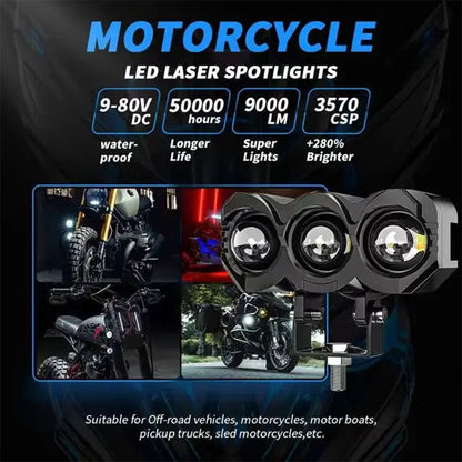 Projecteur Universel LED à 3 lentilles Pour Vélo et Moto - تنزوت