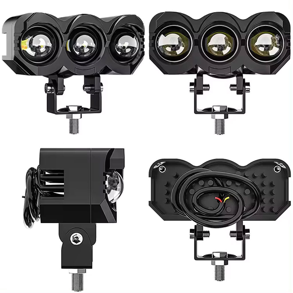 Projecteur Universel LED à 3 lentilles Pour Vélo et Moto - تنزوت