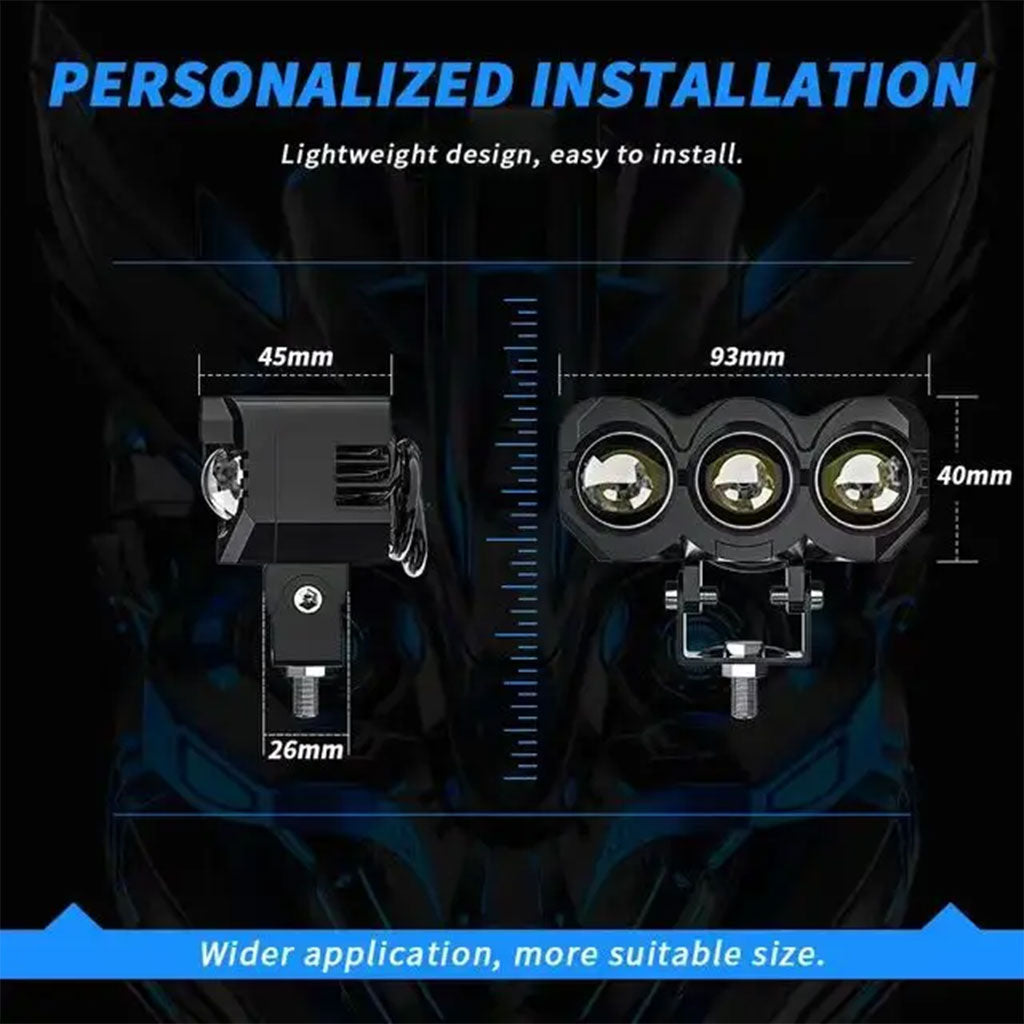 Projecteur Universel LED à 3 lentilles Pour Vélo et Moto - تنزوت