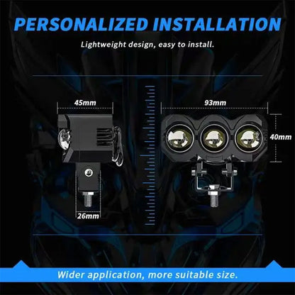 Projecteur Universel LED à 3 lentilles Pour Vélo et Moto - تنزوت
