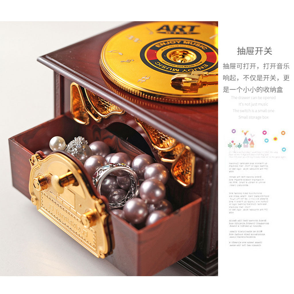Phonographe trompette dorée et boîte à Bijoux Décorative – صندوق موسيقي تنزوت