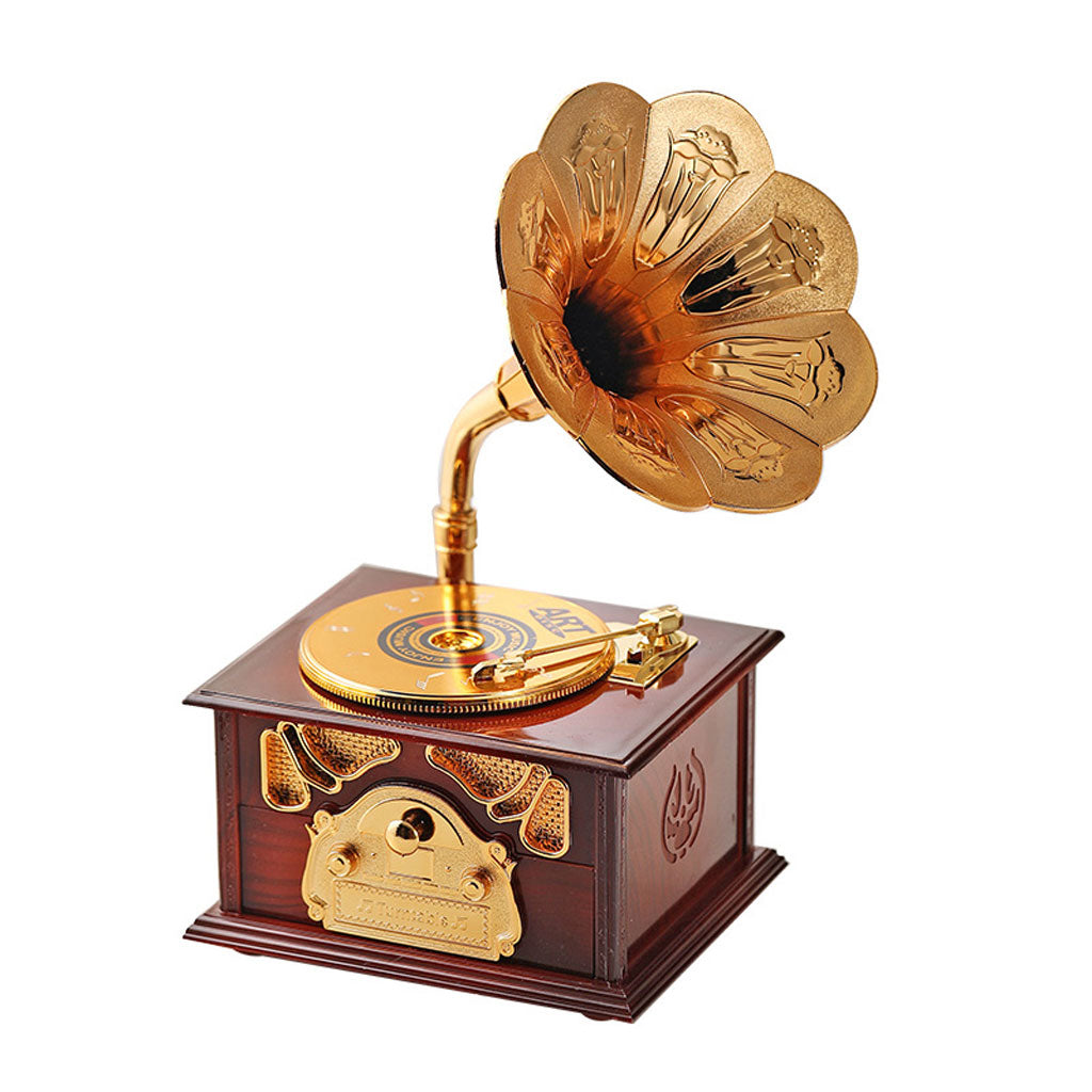 Phonographe trompette dorée et boîte à Bijoux Décorative – صندوق موسيقي تنزوت