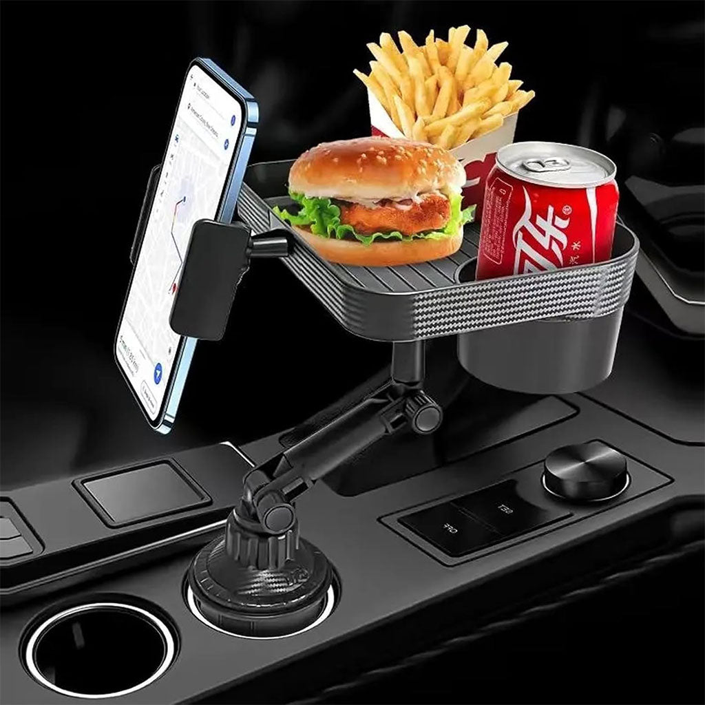 Plateau et Porte-Gobelet avec Support Téléphone pour Voiture – حامل مأكولات ومشروبات مع موضع للهاتف - تنزوت