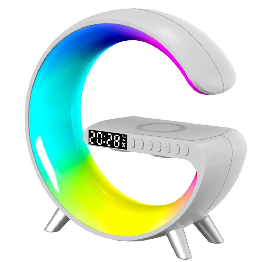 Réveil intelligente type G Bluetooth chargement sans fil haut-parleur RGB lumineuses G63-Blanc - تنزوت