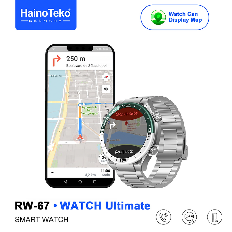 Smart Watch Haino Teko RW67 avec Fonction de Lecture de Maps – ساعة ذكية أصلية تنزوت