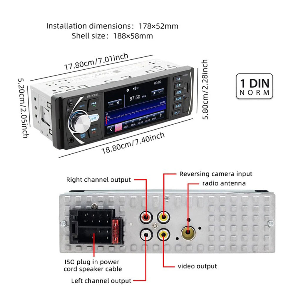 Autoradio MP5 4.1 Pouces FM Radio Ecran HD 4026UM – مشغل راديو السيارات - تنزوت
