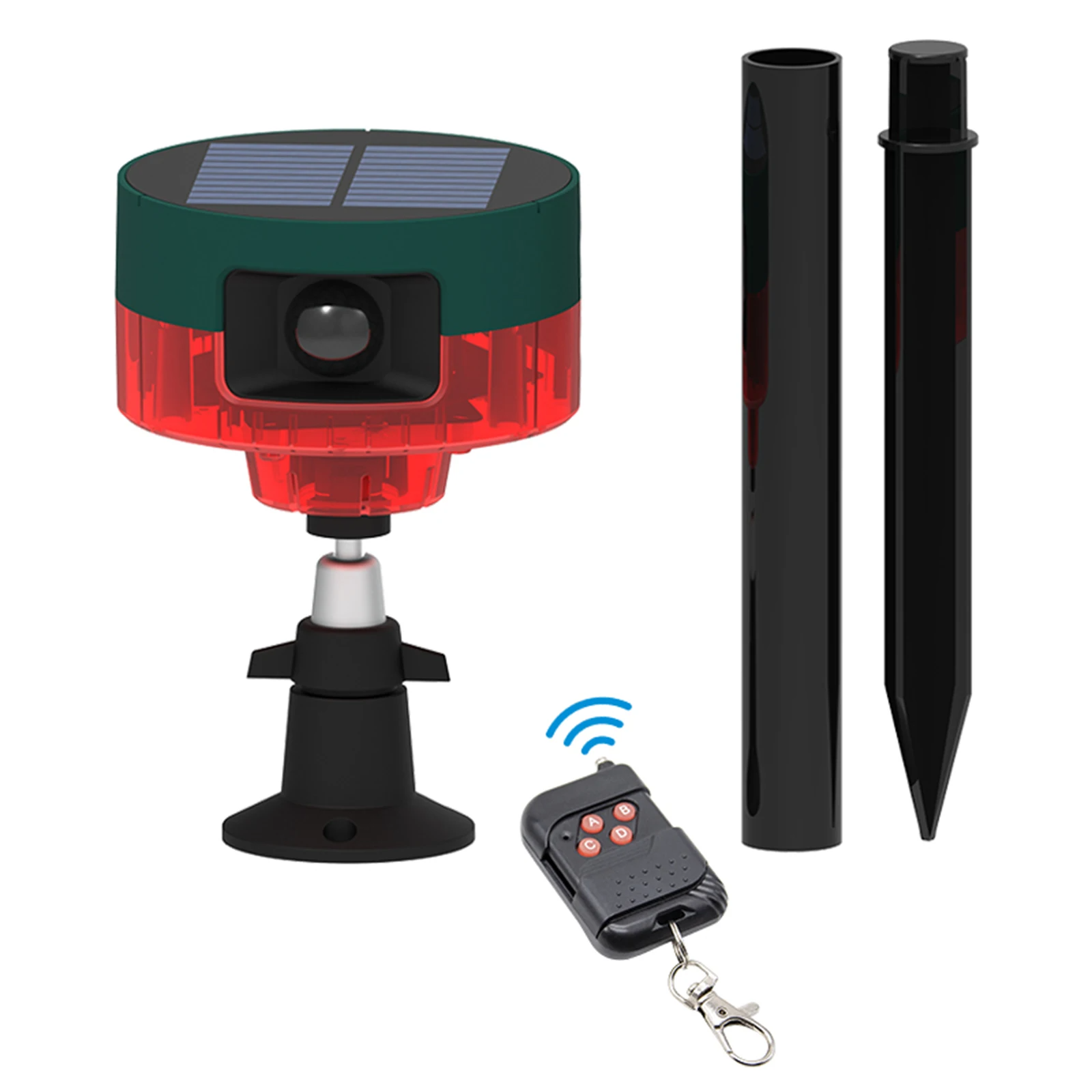 Répulsif pour animeux Capteur de mouvement à énergie solaire, alarme sonore et lumineuse 6 LED - مستشعر حركة يعمل بالطاقة الشمسية لطارد الحيوانات تنزوت