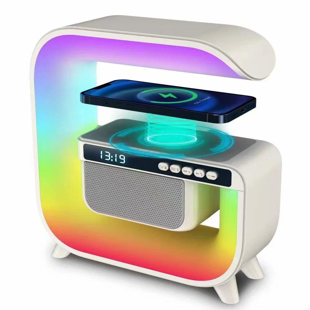 Réveil intelligente RGB type Big G Wireless Charger / Speaker Bluetooth 5.0 - منبه ذكي و شاحن لاسلكي ومكبر صوت بلوتوث XM-G3 - تنزوت