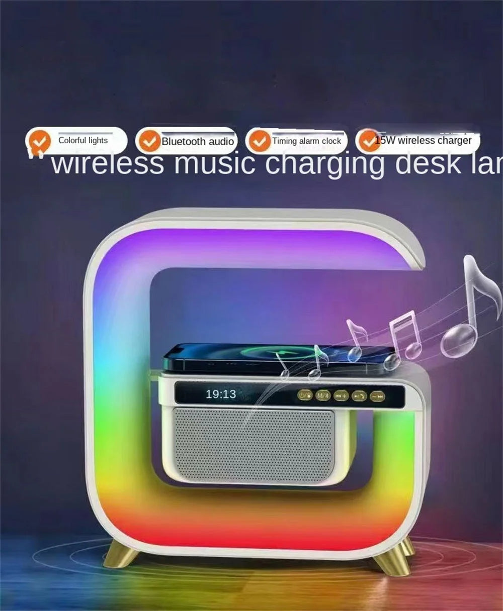 Réveil intelligente RGB type Big G Wireless Charger / Speaker Bluetooth 5.0 - منبه ذكي و شاحن لاسلكي ومكبر صوت بلوتوث XM-G3 - تنزوت