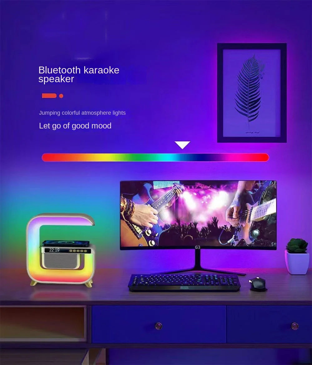 Réveil intelligente RGB type Big G Wireless Charger / Speaker Bluetooth 5.0 - منبه ذكي و شاحن لاسلكي ومكبر صوت بلوتوث XM-G3 - تنزوت