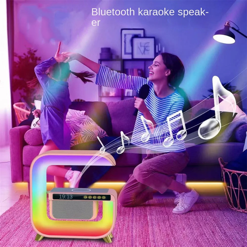 Réveil intelligente RGB type Big G Wireless Charger / Speaker Bluetooth 5.0 - منبه ذكي و شاحن لاسلكي ومكبر صوت بلوتوث XM-G3 - تنزوت