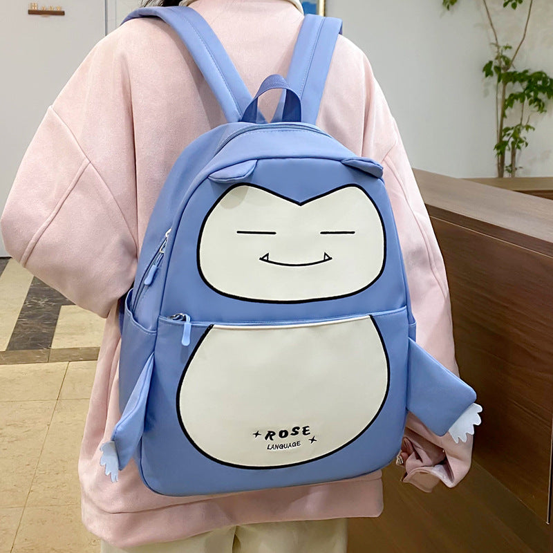 Ensemble de Sacs Snorlax 3Pcs Design Kawaii Bleu – حقيبة مدرسية 3 قطع لون أزرق تنزوت