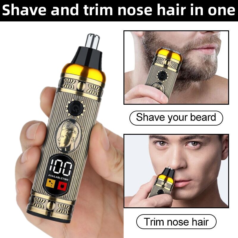 Ensemble de rasoir électrique pour hommes, tondeuse pour barbe et nez, chargeur USB, avec écran LCD تنزوت