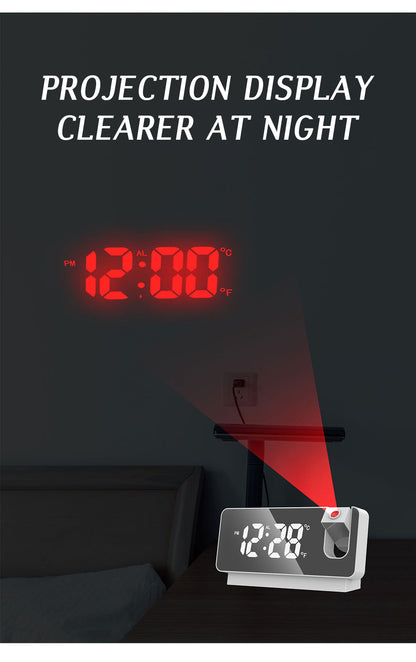 Réveil numérique intelligent avec projecteur 180° TempéRature USB , Snooze تنزوت