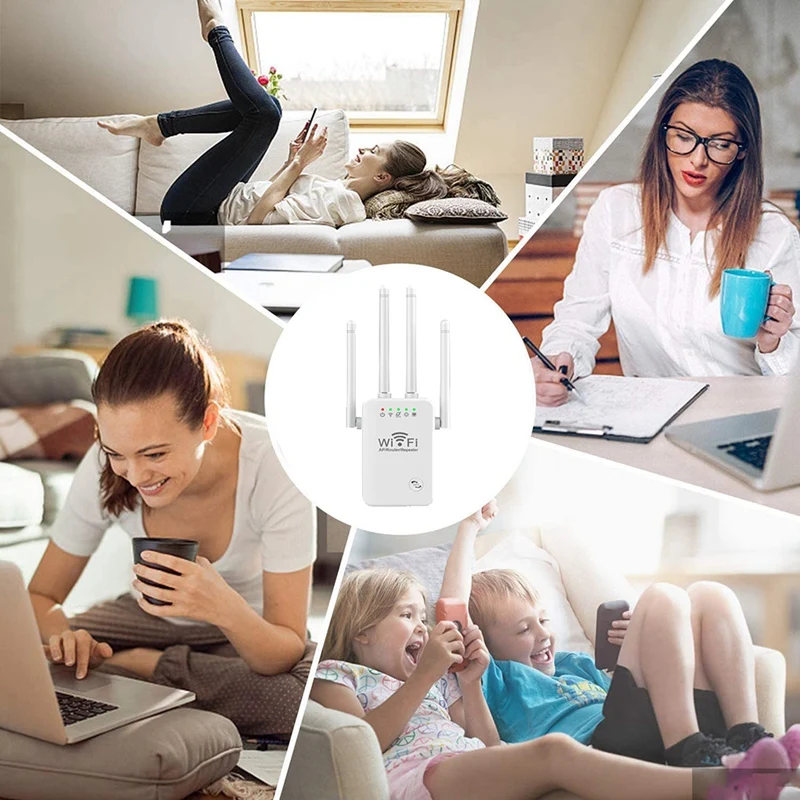 300M Wifi routeur sans fil répéteur 2.4G répéteur de Signal Extender 4 antenne routeur amplificateur de Signal pour la maison - تنزوت
