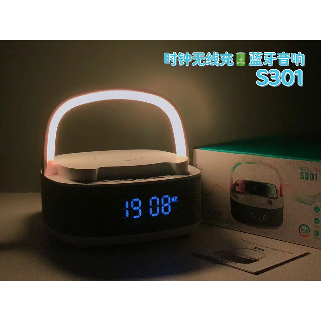 Haut Parleur Bluetooth Portable S301 à LED RGB chargement sans fil 15W – مكبر صوت بلوتوث وشاحن لاسلكي 2في1 - تنزوت