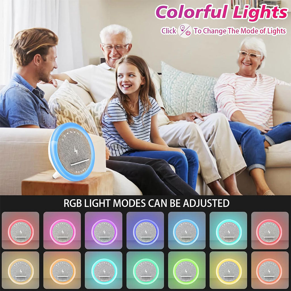 Haut-parleur et Lampe de Chevet avec Lumière d’ambiance RGB et Chargeur Induction 15W – مكبر صوت وشاحن لاسلكي مع إضاءة ملونة - تنزوت