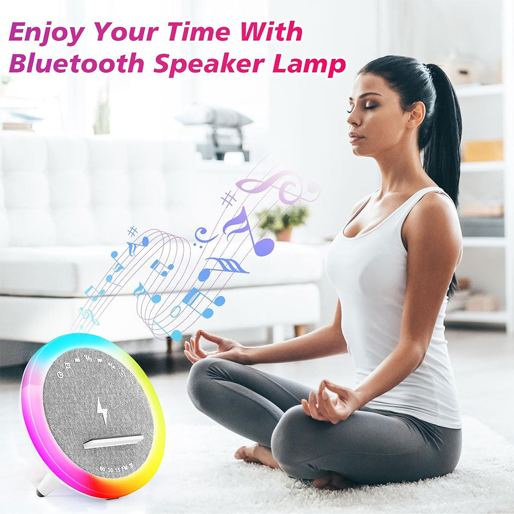 Haut-parleur et Lampe de Chevet avec Lumière d’ambiance RGB et Chargeur Induction 15W – مكبر صوت وشاحن لاسلكي مع إضاءة ملونة - تنزوت