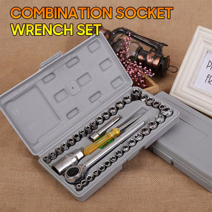 Caisse De 40 Clés À Douilles Mixtes 1/4″ Et 3/8″ Aiwa تنزوت