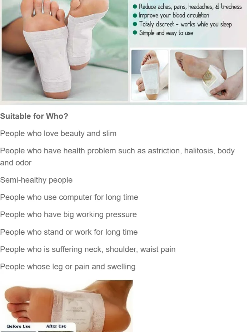 Kinoki Patch Détoxifiant Pour Le Corps - 10 Pièces - Blanc تنزوت
