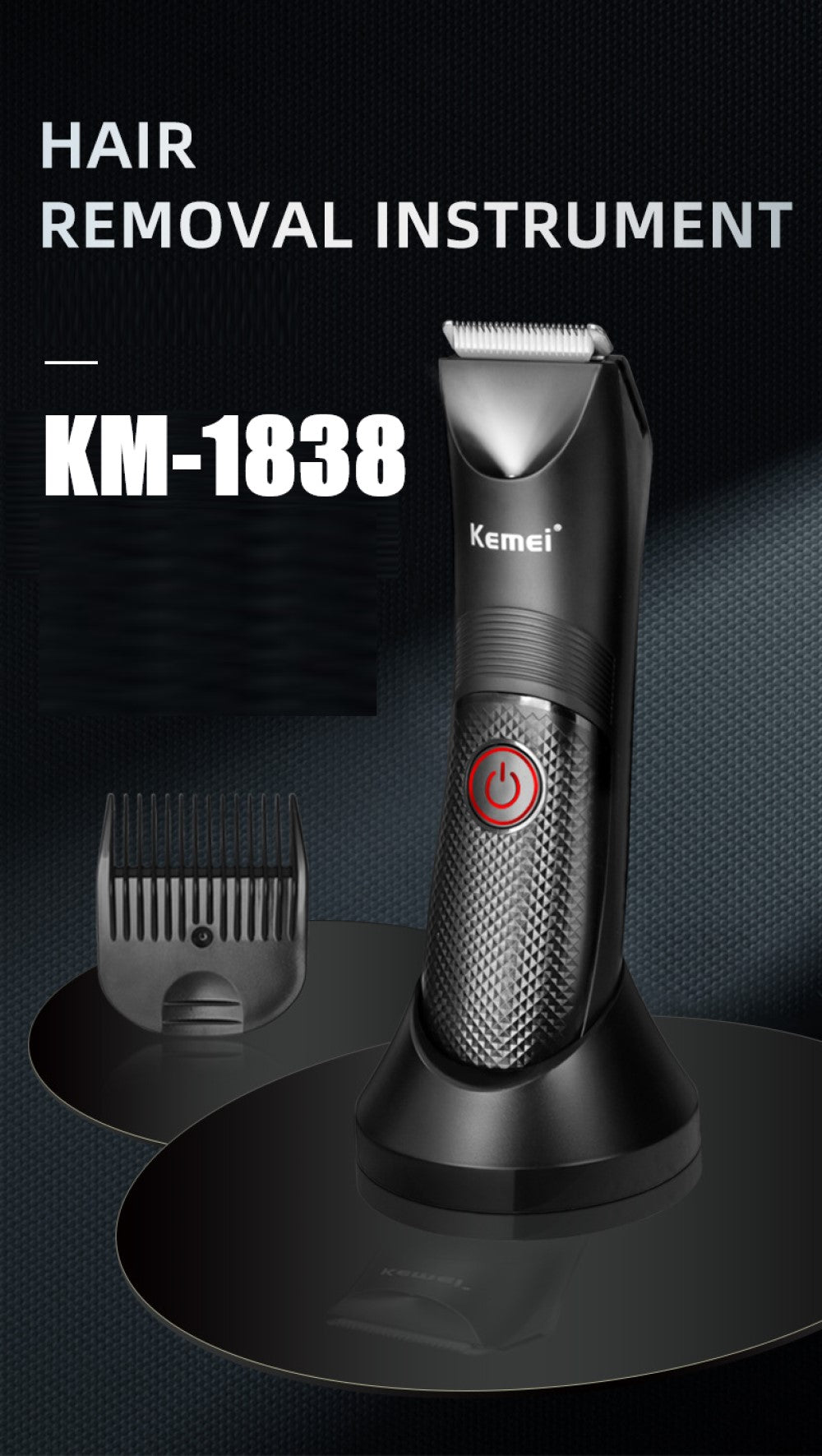 Kemei Tondeuse Sans Fil lavable pour l'aine et le corps pour hommes et femmes KM-1838 - تنزوت