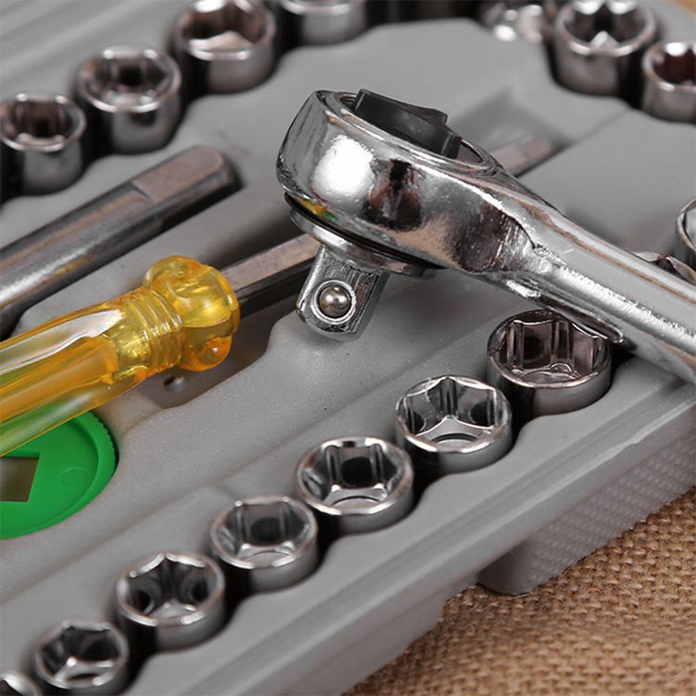 Caisse De 40 Clés À Douilles Mixtes 1/4″ Et 3/8″ Aiwa تنزوت