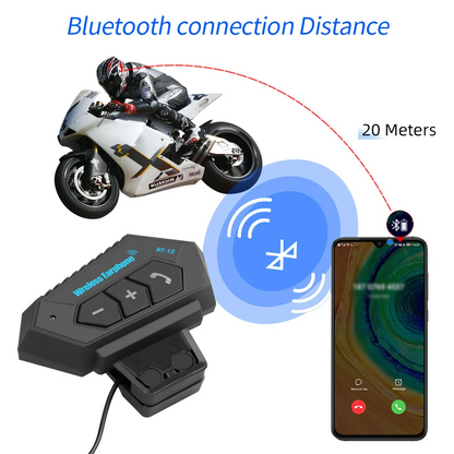 Écouteurs de moto sans fil Bluetooth 5.0 étanche FM GPS deux côtés BT12 - تنزوت