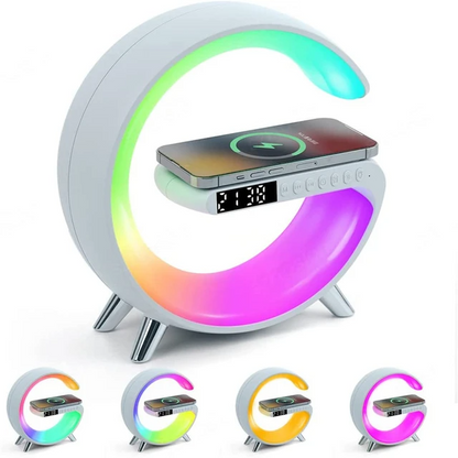 Réveil intelligente type G Bluetooth chargement sans fil haut-parleur RGB lumineuses G63-Blanc - تنزوت